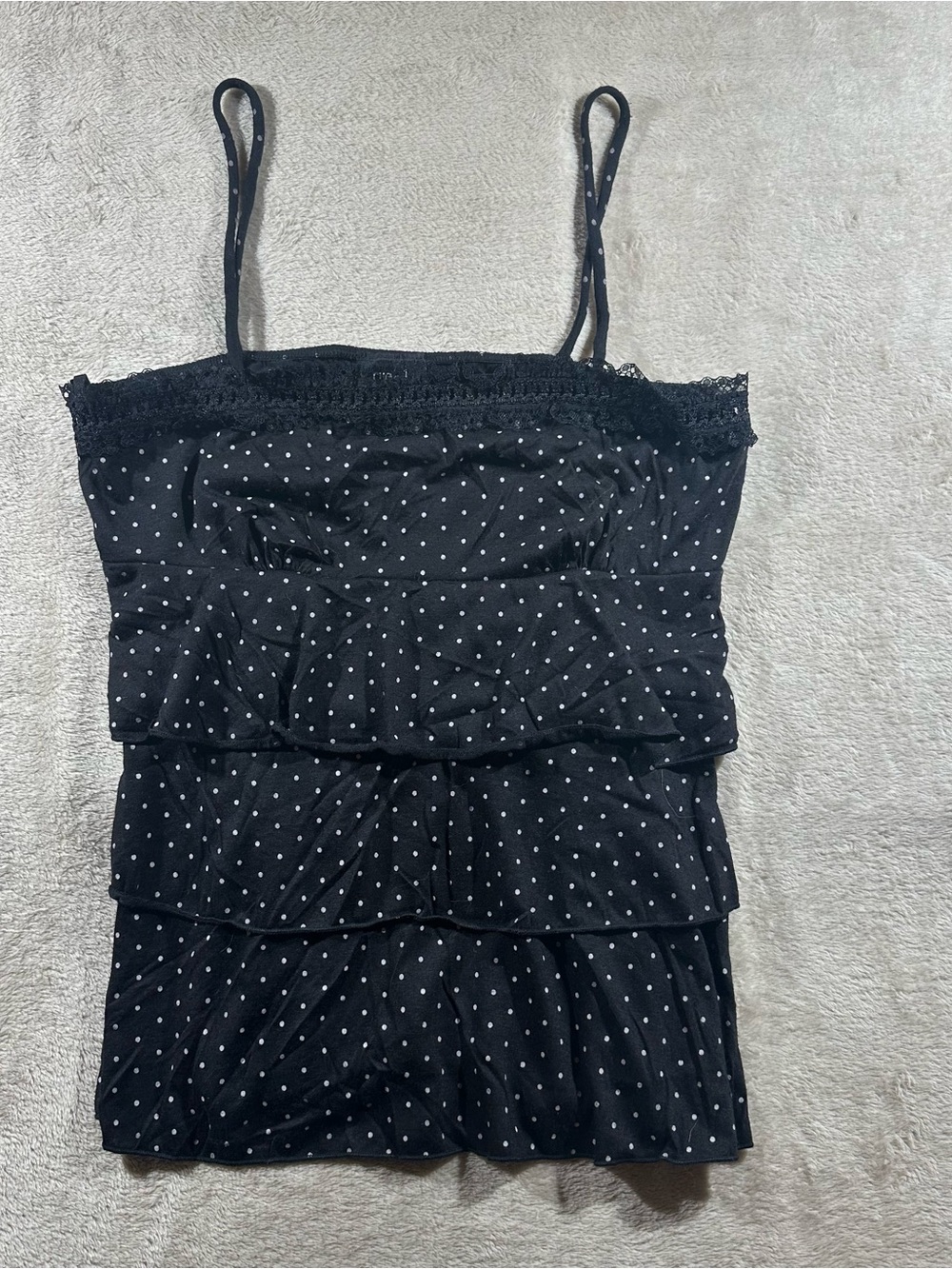 Rue21 Black Polka Dot Lace-Trim Cami